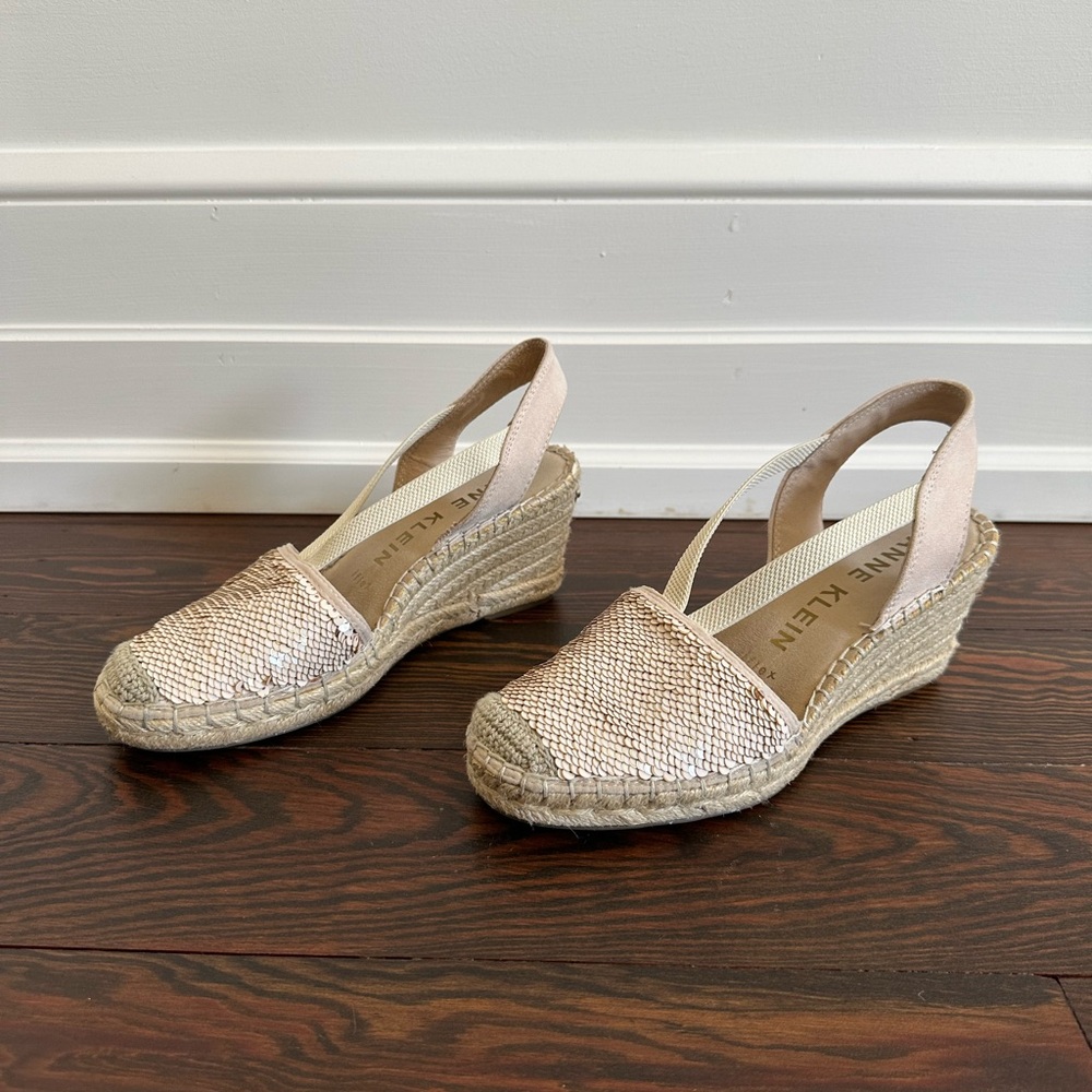Anne Klein Abbey Sequin Espadrille Wedge Sandal 7M